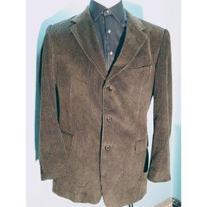 UMBERTO FERRARI SPORT COAT BLAZER MENS CORDUROY BROWN VINTAGE 42 LONG COTTON